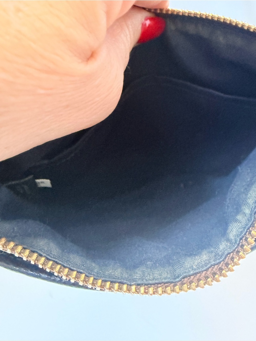 COACH Brown Signature Canvas Crossbody with NAVY Center Stripe - Picture 7 of 12